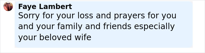 Comment by Faye Lambert expressing condolences and prayers for the newlywed’s honeymoon tragedy involving ankle-deep water. Comment by Faye Lambert expressing condolences and prayers for the newlywed’s honeymoon tragedy involving ankle-deep water.