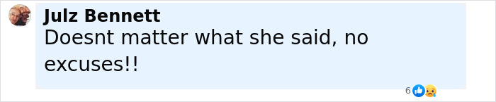 Comment by Julz Bennett saying doesnt matter what she said no excuses with reactions thumbs up and crying face emojis on social media post about bodybuilder dubbed She Hulk fatally hammered by husband. Comment by Julz Bennett saying doesnt matter what she said no excuses with reactions thumbs up and crying face emojis on social media post about bodybuilder dubbed She Hulk fatally hammered by husband.