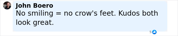 Comment by John Boero discussing how no smiling prevents crow's feet, praising photos of Love Actually star and James Bond actor Sean Connery. Comment by John Boero discussing how no smiling prevents crow's feet, praising photos of Love Actually star and James Bond actor Sean Connery.
