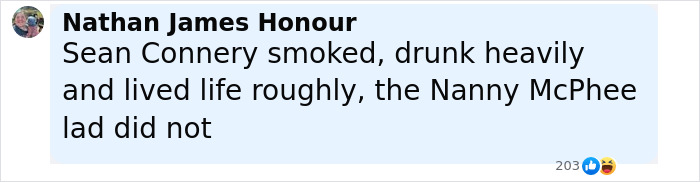 Comment discussing Sean Connery’s lifestyle compared to a Love Actually star, sparking debate over viral photos at same age. Comment discussing Sean Connery’s lifestyle compared to a Love Actually star, sparking debate over viral photos at same age.