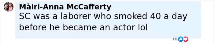 Comment by Màiri-Anna McCafferty about Sean Connery’s past as a laborer and smoker before becoming an actor. Comment by Màiri-Anna McCafferty about Sean Connery’s past as a laborer and smoker before becoming an actor.