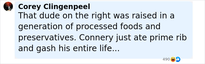 Comment discussing Sean Connery’s lifestyle compared to a contemporary, sparking debate on viral photos of actors at the same age. Comment discussing Sean Connery’s lifestyle compared to a contemporary, sparking debate on viral photos of actors at the same age.