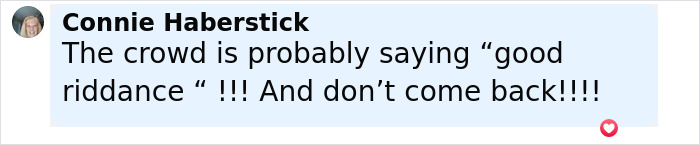 Comment by Connie Haberstick criticizing the crowd with a humorous farewell after a weekend party. Comment by Connie Haberstick criticizing the crowd with a humorous farewell after a weekend party.