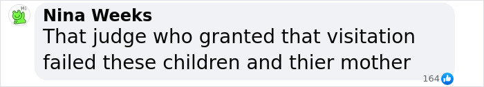 Screenshot of a Facebook comment criticizing a judge who granted visitation linked to bodies of 3 missing sisters found case. Screenshot of a Facebook comment criticizing a judge who granted visitation linked to bodies of 3 missing sisters found case.