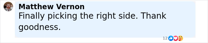 Comment by Matthew Vernon saying finally picking the right side, related to Stephen Fry’s takedown of J.K. Rowling. Comment by Matthew Vernon saying finally picking the right side, related to Stephen Fry’s takedown of J.K. Rowling.
