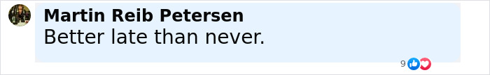 Comment by Martin Reib Petersen saying Better late than never, displayed in a Facebook-like interface discussing Stephen Fry takedown of J.K. Rowling. Comment by Martin Reib Petersen saying Better late than never, displayed in a Facebook-like interface discussing Stephen Fry takedown of J.K. Rowling.