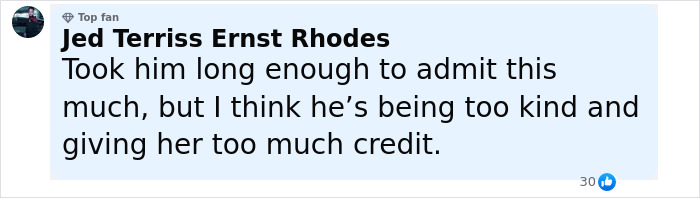 Comment by Jed Terriss Ernst Rhodes expressing opinion on Stephen Fry's criticism of J.K. Rowling in an online discussion. Comment by Jed Terriss Ernst Rhodes expressing opinion on Stephen Fry's criticism of J.K. Rowling in an online discussion.