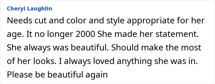 Comment expressing that iconic sitcom legend, 81, needs a modern style update to look beautiful again for rare public outing. Comment expressing that iconic sitcom legend, 81, needs a modern style update to look beautiful again for rare public outing.