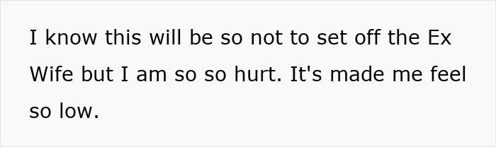 Wife expressing hurt about being left off guest list to avoid conflict with husband’s volatile ex-wife. Wife expressing hurt about being left off guest list to avoid conflict with husband’s volatile ex-wife.