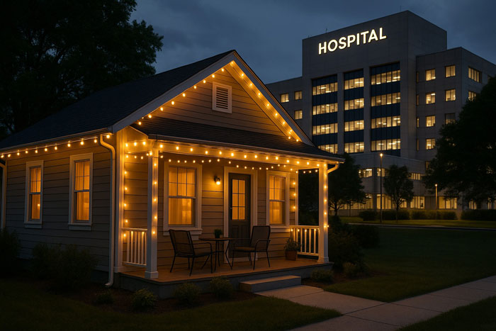 Cozy lit patio at night with empty chairs while strangers use the outdoor space disrupting time off. Cozy lit patio at night with empty chairs while strangers use the outdoor space disrupting time off.