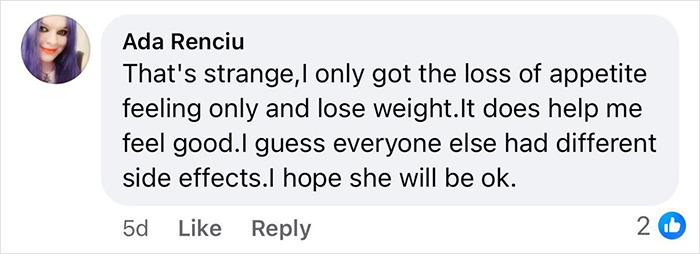 Comment from Ada Renciu discussing weight loss and side effects while hoping the woman who dropped 84 lbs on Mounjaro will be okay. Comment from Ada Renciu discussing weight loss and side effects while hoping the woman who dropped 84 lbs on Mounjaro will be okay.