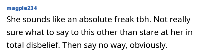 Comment text expressing disbelief and discomfort about MIL demanding a more Christian baby name, causing mom to feel uncomfortable.