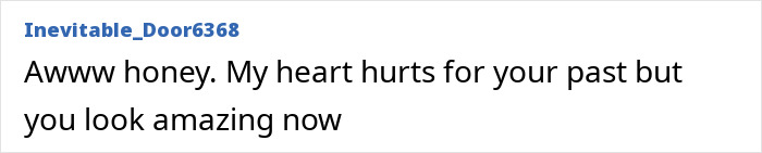 Comment text expressing sympathy and admiration for a woman burned in a gas station explosion, noting her amazing transformation. Comment text expressing sympathy and admiration for a woman burned in a gas station explosion, noting her amazing transformation.