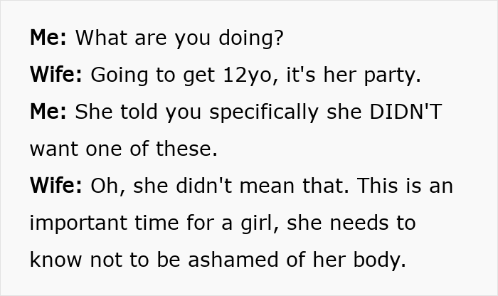 Conversation about a mom preparing a menstruation celebration for her 12-year-old daughter despite the daughter's reluctance. Conversation about a mom preparing a menstruation celebration for her 12-year-old daughter despite the daughter's reluctance.