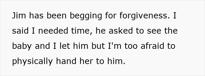 Text showing a woman explaining her husband begs for forgiveness after a DNA test related to accusations over their daughter's dark skin. Text showing a woman explaining her husband begs for forgiveness after a DNA test related to accusations over their daughter's dark skin.