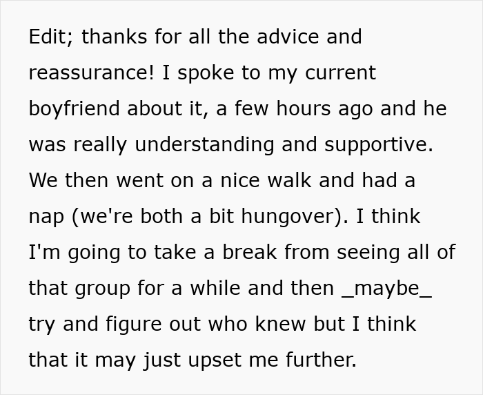 Alt text: Woman revisiting past breakup after learning from friend she was the other woman, reflecting on complex emotions and trust.