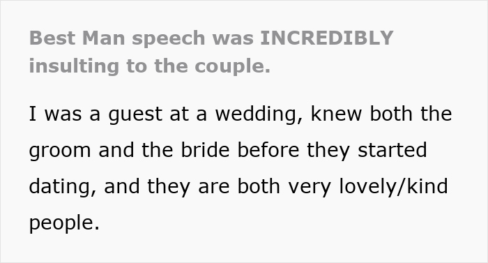 Best Man’s speech compares groom’s bride choice to an IKEA shopping trip, shocking wedding guests with insults.