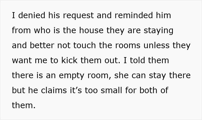 Text excerpt discussing a father and son's conflict over house locks, involving threats to kick them out. Text excerpt discussing a father and son's conflict over house locks, involving threats to kick them out.