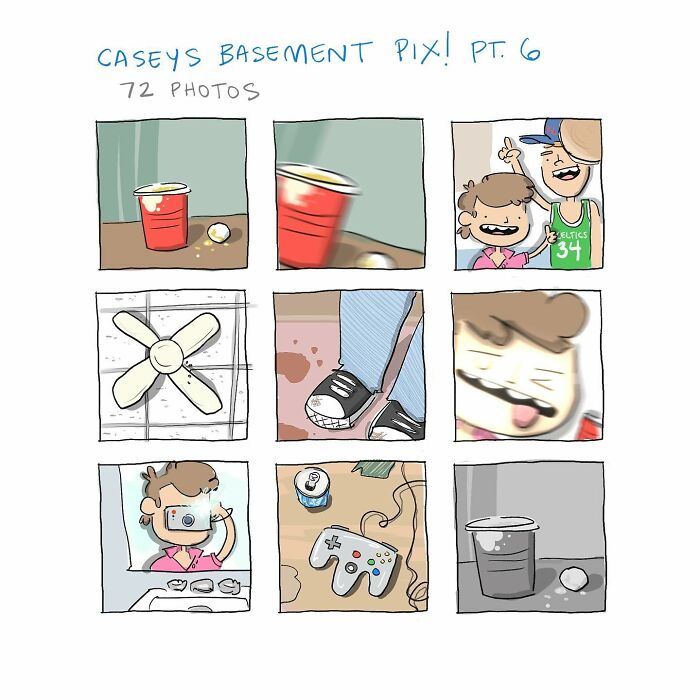 Cartoon brain arguing with a person near a laptop, highlighting a funny comic about internal mental debates.