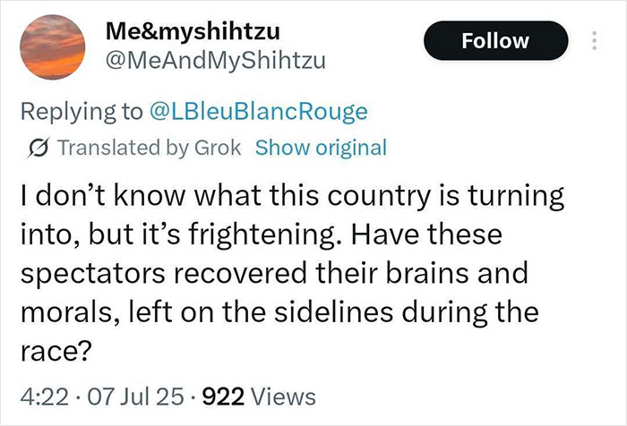 Tweet expressing concern over Tour De France fans standing on graves for a better view, sparking public outrage and moral debate. Tweet expressing concern over Tour De France fans standing on graves for a better view, sparking public outrage and moral debate.