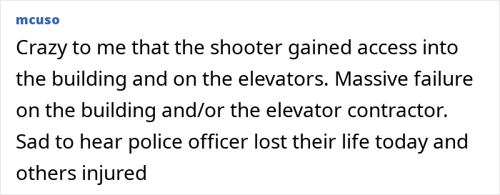 Comment highlighting concern over shooter access and expressing sorrow for NYPD cop fatally shot protecting others. Comment highlighting concern over shooter access and expressing sorrow for NYPD cop fatally shot protecting others.