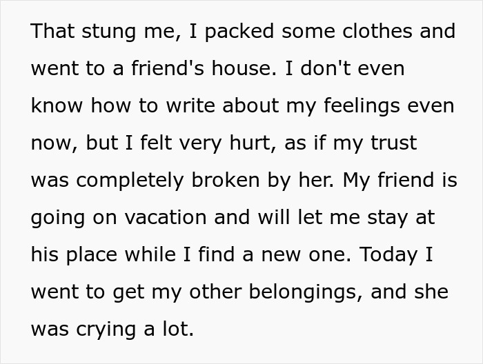 Text excerpt describing a man feeling hurt after being publicly demoted to friend by his girlfriend and staying at a friend's house. Text excerpt describing a man feeling hurt after being publicly demoted to friend by his girlfriend and staying at a friend's house.