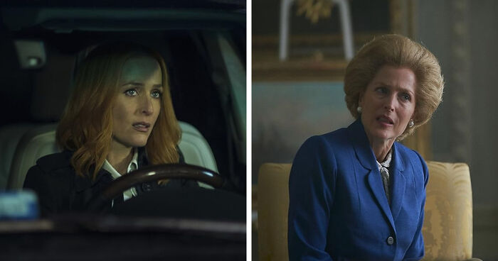 Actress portraying two distinct characters in different settings highlighting mind-blowing realization same actor.