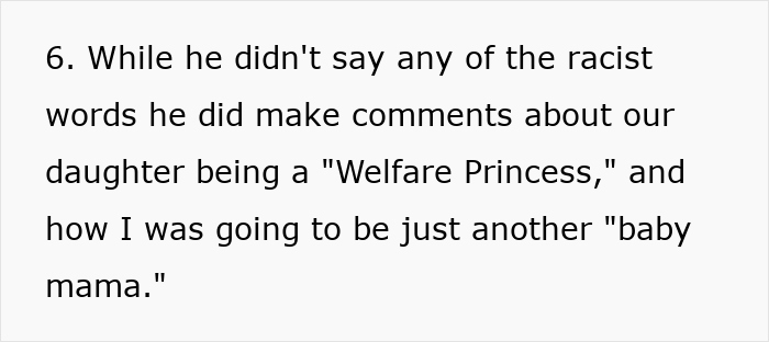 Text excerpt showing accusations of cheating and racist comments about a daughter related to her dark skin in a family dispute. Text excerpt showing accusations of cheating and racist comments about a daughter related to her dark skin in a family dispute.