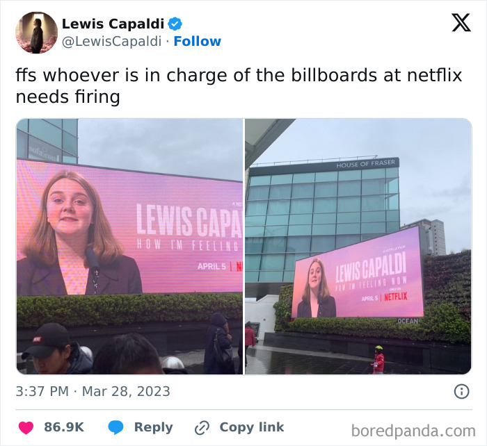 Billboard advertising fail showing distorted image of a woman, highlighting another unattainable body portrayed in advertising.