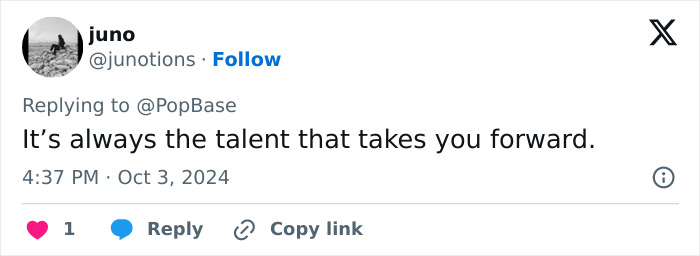 Screenshot of a tweet commenting on talent, with engagement icons visible, related to Billie Eilish nepo baby fans buzz. Screenshot of a tweet commenting on talent, with engagement icons visible, related to Billie Eilish nepo baby fans buzz.