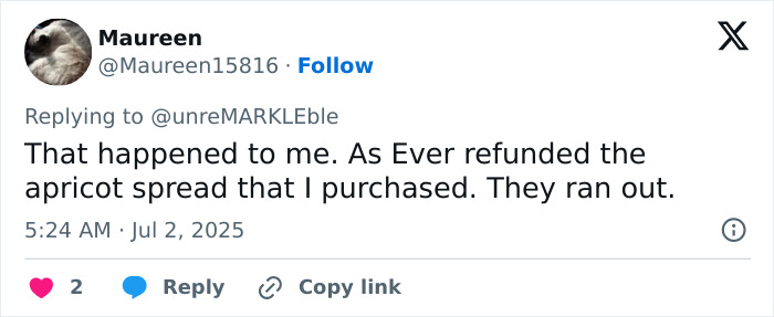 Screenshot of a social media post about Meghan Markle As Ever website glitch causing refunds for shoppers. Screenshot of a social media post about Meghan Markle As Ever website glitch causing refunds for shoppers.