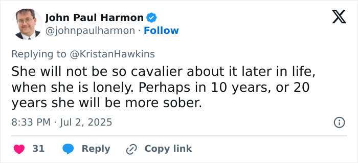 Tweet by John Paul Harmon discussing reactions to Lily Allen’s sickening confession about her abortions and internet division. Tweet by John Paul Harmon discussing reactions to Lily Allen’s sickening confession about her abortions and internet division.