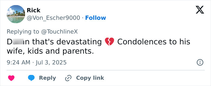 Tweet expressing heartbreak and condolences over Diogo Jota's final post, highlighting life's fragility and grief at 28 years old. Tweet expressing heartbreak and condolences over Diogo Jota's final post, highlighting life's fragility and grief at 28 years old.