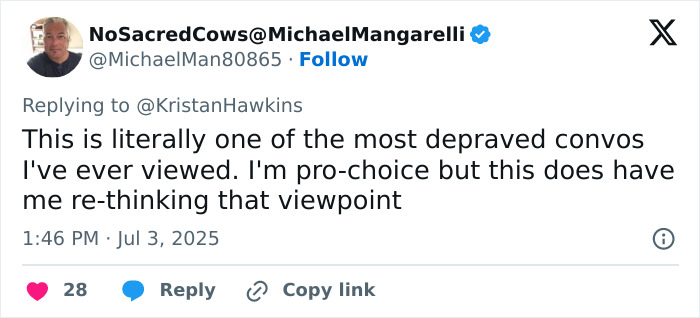 Screenshot of a Twitter reply discussing Lily Allen's sickening confession about her abortions dividing the internet. Screenshot of a Twitter reply discussing Lily Allen's sickening confession about her abortions dividing the internet.