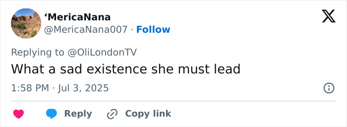 Screenshot of a tweet replying to a viral post, reflecting public reaction to Lily Allen's sickening abortion confession. Screenshot of a tweet replying to a viral post, reflecting public reaction to Lily Allen's sickening abortion confession.