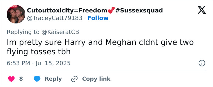 Screenshot of a tweet discussing Harry and Meghan, related to Kate Middleton’s ex-assistant taking a subtle jab at Meghan Markle. Screenshot of a tweet discussing Harry and Meghan, related to Kate Middleton’s ex-assistant taking a subtle jab at Meghan Markle.