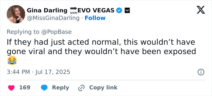 Tweet by Coldplay fan commenting on viral moment exposing cheating CEO caught on kiss cam at concert. Tweet by Coldplay fan commenting on viral moment exposing cheating CEO caught on kiss cam at concert.