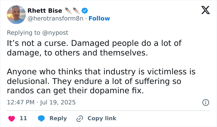 Tweet highlighting the mental health emergency and substance-related issues in the adult industry community. Tweet highlighting the mental health emergency and substance-related issues in the adult industry community.
