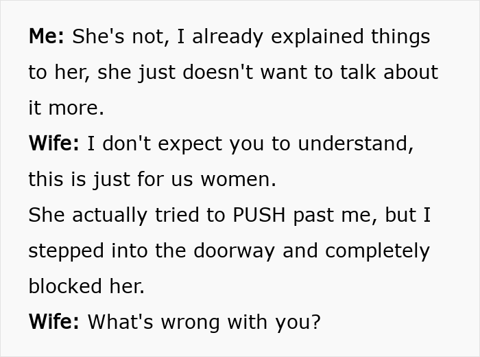 ALT text: Text conversation showing a mom discussing giving her daughter a menstruation celebration while wife disagrees and blocks her. ALT text: Text conversation showing a mom discussing giving her daughter a menstruation celebration while wife disagrees and blocks her.