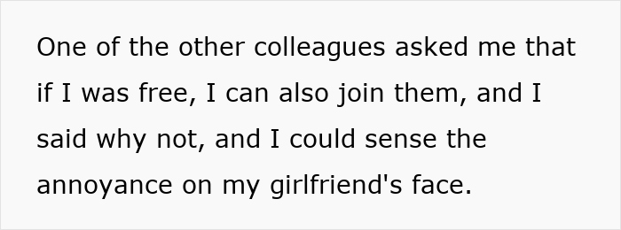 Text on a white background describing a man sensing annoyance on his girlfriend’s face after being publicly demoted to friend. Text on a white background describing a man sensing annoyance on his girlfriend’s face after being publicly demoted to friend.