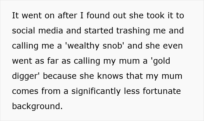 Text excerpt discussing holiday friend drama involving accusations of a gold digger and social media conflicts. Text excerpt discussing holiday friend drama involving accusations of a gold digger and social media conflicts.