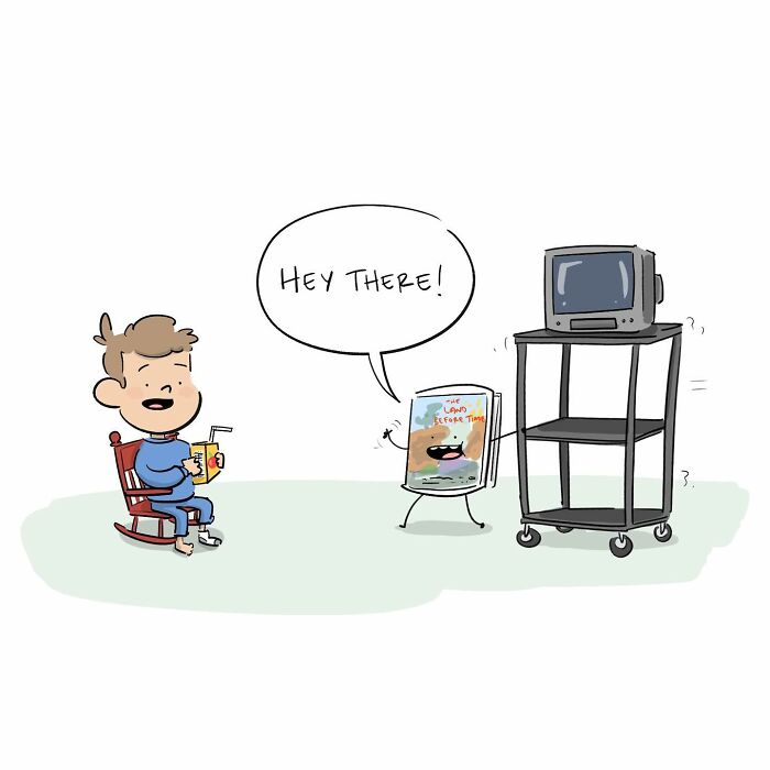 Handwritten comic title card reading watching The Land Before Time by Tim Brierley from funny comics about arguing with brain.