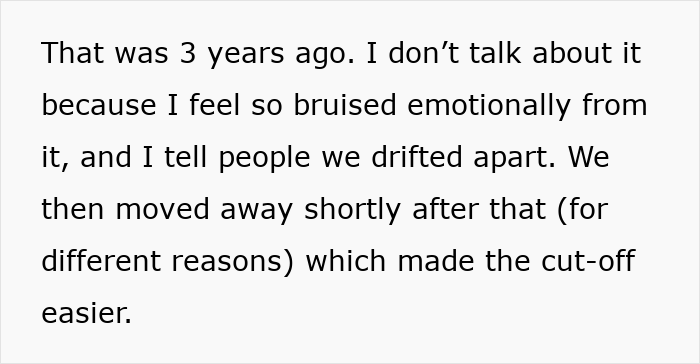 Text excerpt discussing emotional bruising and drifting apart after cutting off a friend who stayed in an abusive marriage. Text excerpt discussing emotional bruising and drifting apart after cutting off a friend who stayed in an abusive marriage.