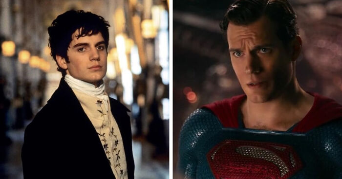 Young man in period costume next to the same actor as a superhero, highlighting mind-blowing realization of same actor.