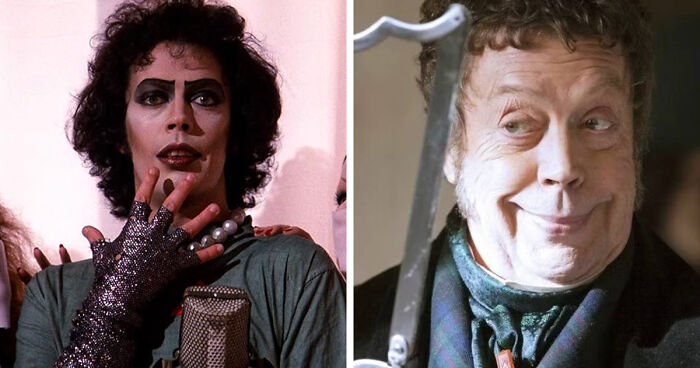 Side-by-side images of the same actor in dramatically different roles showcasing a mind-blowing transformation.