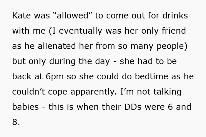 Text passage describing a friend isolated by an abusive marriage, highlighting challenges in the relationship. Text passage describing a friend isolated by an abusive marriage, highlighting challenges in the relationship.