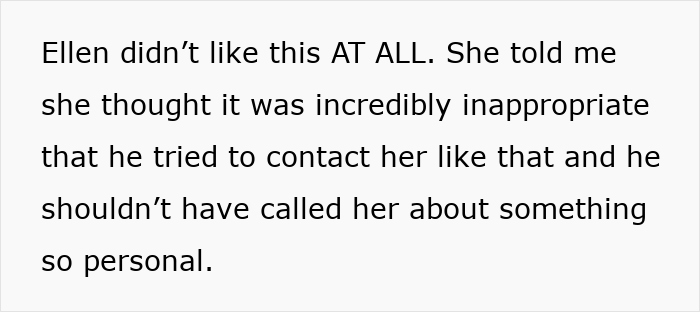 Text discussing a best friend’s attempt to sabotage a relationship by contacting someone about a personal issue.