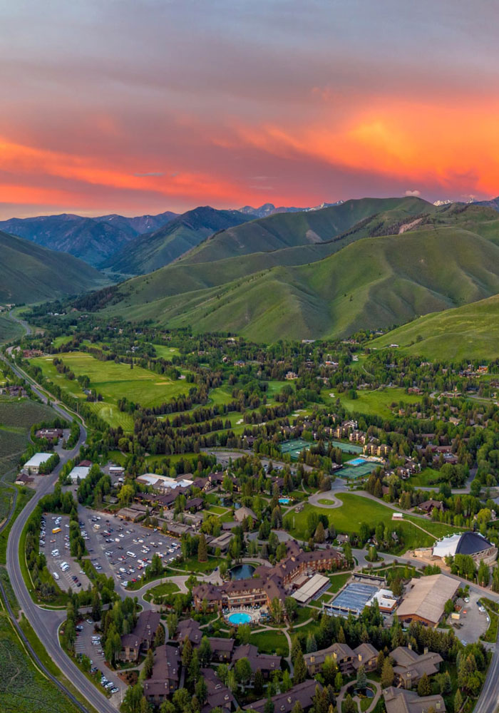 Aerial view of a mountain town at sunset, unrelated to Jeff Bezos ditching his signature bald look. Aerial view of a mountain town at sunset, unrelated to Jeff Bezos ditching his signature bald look.