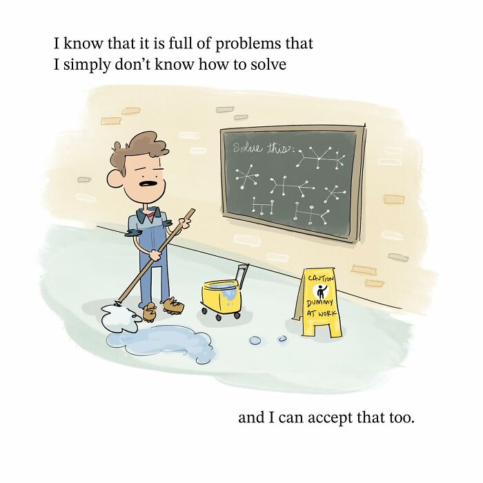 Cartoon Earth and moon with faces in space, illustrating a funny comic about perspective and the brain.