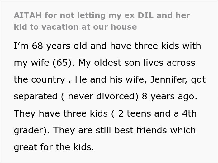 Entitled Woman And Her Kid Want To Vacation At Ex-In-Laws’ House, Get Denied And Spark Drama Entitled Woman And Her Kid Want To Vacation At Ex-In-Laws’ House, Get Denied And Spark Drama